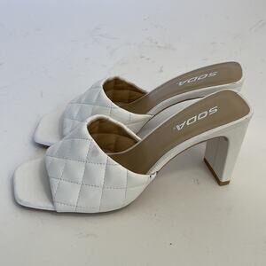 Soda Heels Women’s 8 White Braided Square Toe Open Toe Slip On Shoe 850